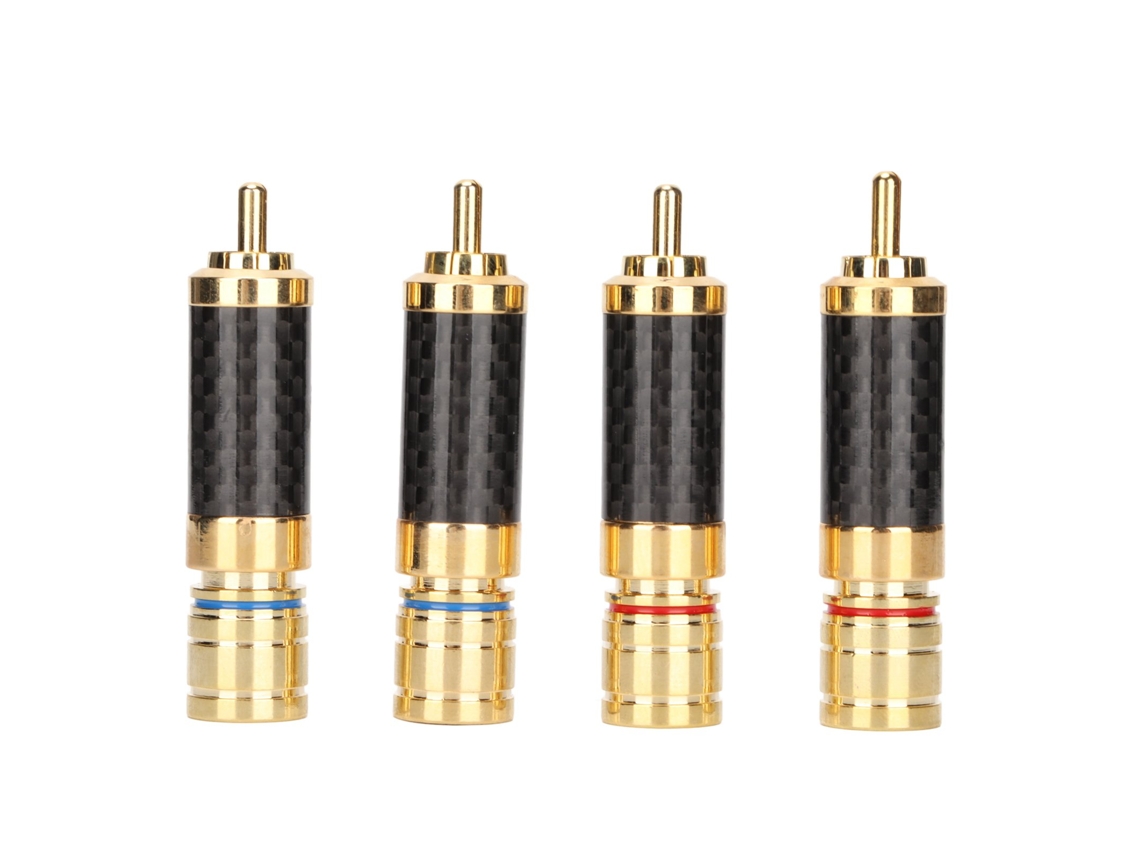 4 Conectores Rca Chapados En Oro Con Carcasa Protectora Para Cables De Altavoz De 8 Mm