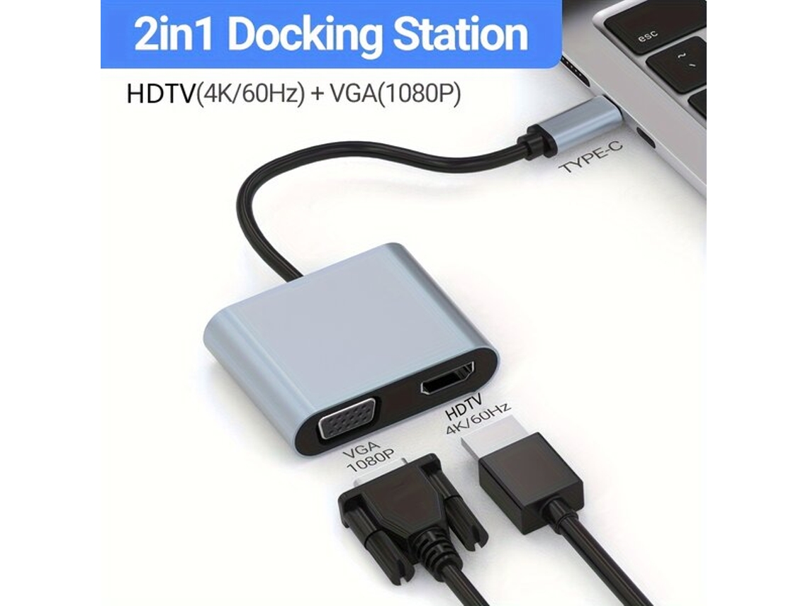 Base 4 en 1 Gopala con HDMI 4K/30 Hz, VGA 1080p, USB 3.0, carga rápida de 100 W. Tadvyyvayotoy