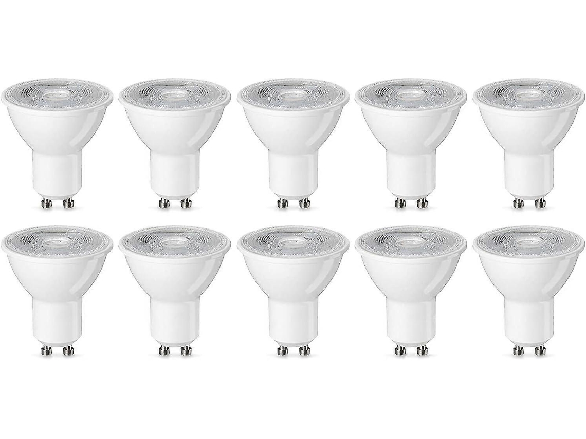 Rebe-bombilla Led Gu10 4.7w (equivalente 50w) Luz Blanca Cálida No Regulable Pack De 10 clase Energética F