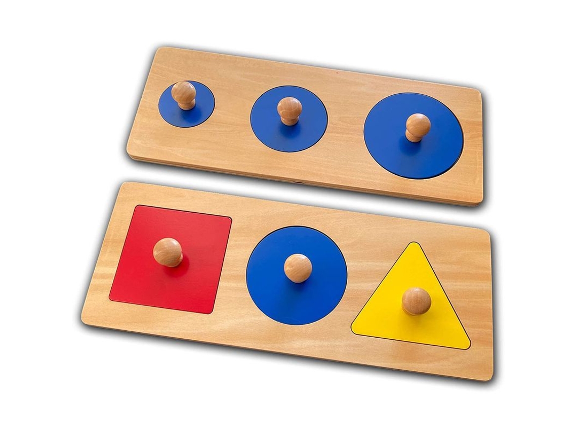 Rompecabezas De Madera Para Bebés Con Formas Geométricas Básicas, Juguete Educativo Montessori, 2 Piezas.