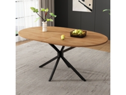 Mesa de comedor ovalada de 120 cm, con capacidad para 4-6 personas, acabado natural.