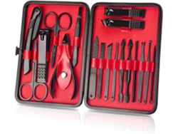 Kit De Manicura Com 18 Peças - Ferramentas Profissionais De Cuidado De Unhas Para Homens E Mulheres - Presente Para Amigos E Pais - Preto E Vermelho