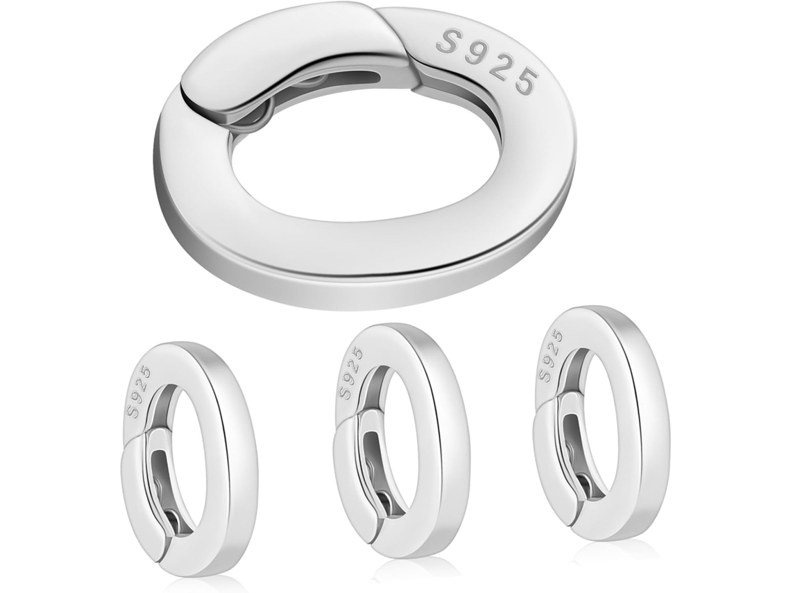Juego De 4 Cierres De Langosta Ovalados De Plata S925 Blanca Para La Fabricación De Joyas, Collar Con Dije Pequeño