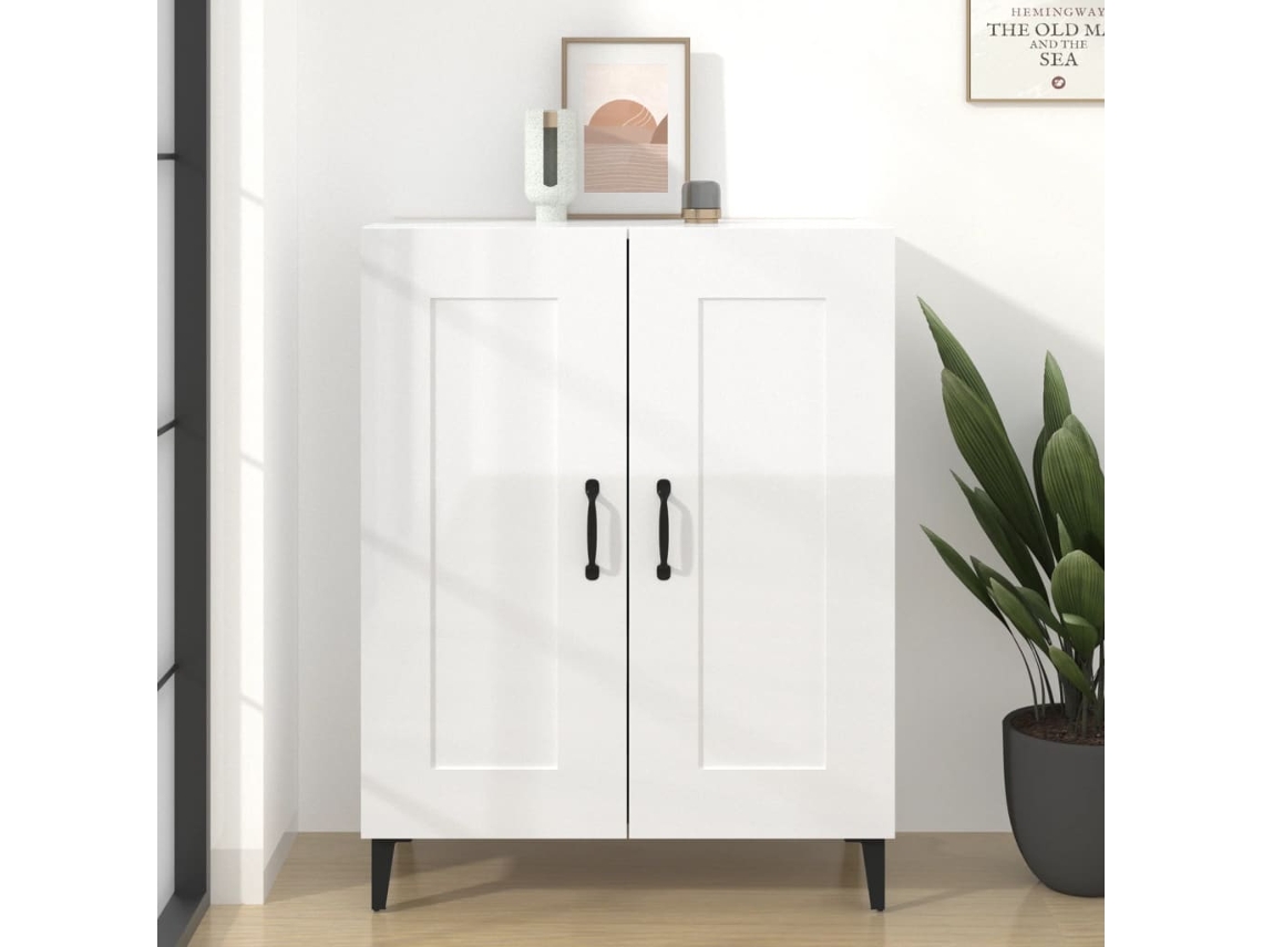 Aparador De Madera Contrachapada Blanco Brillante 69,5x34x90 Cm