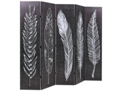 Mampara plegable con estampado de plumas, 200 x 170 cm, blanco y negro, WSD371331 Lovely Home