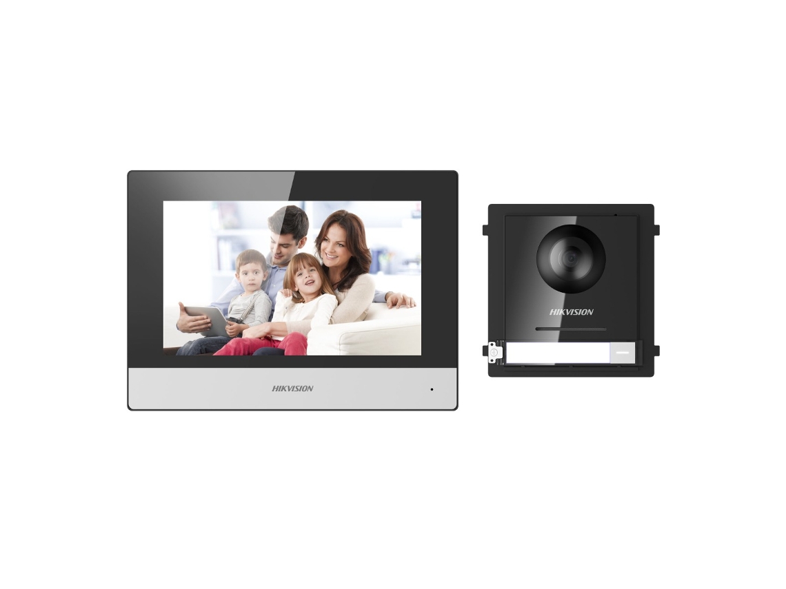 Kit de videoportero IP Hikvision de 2 MP con PoE y 1 botón IP65