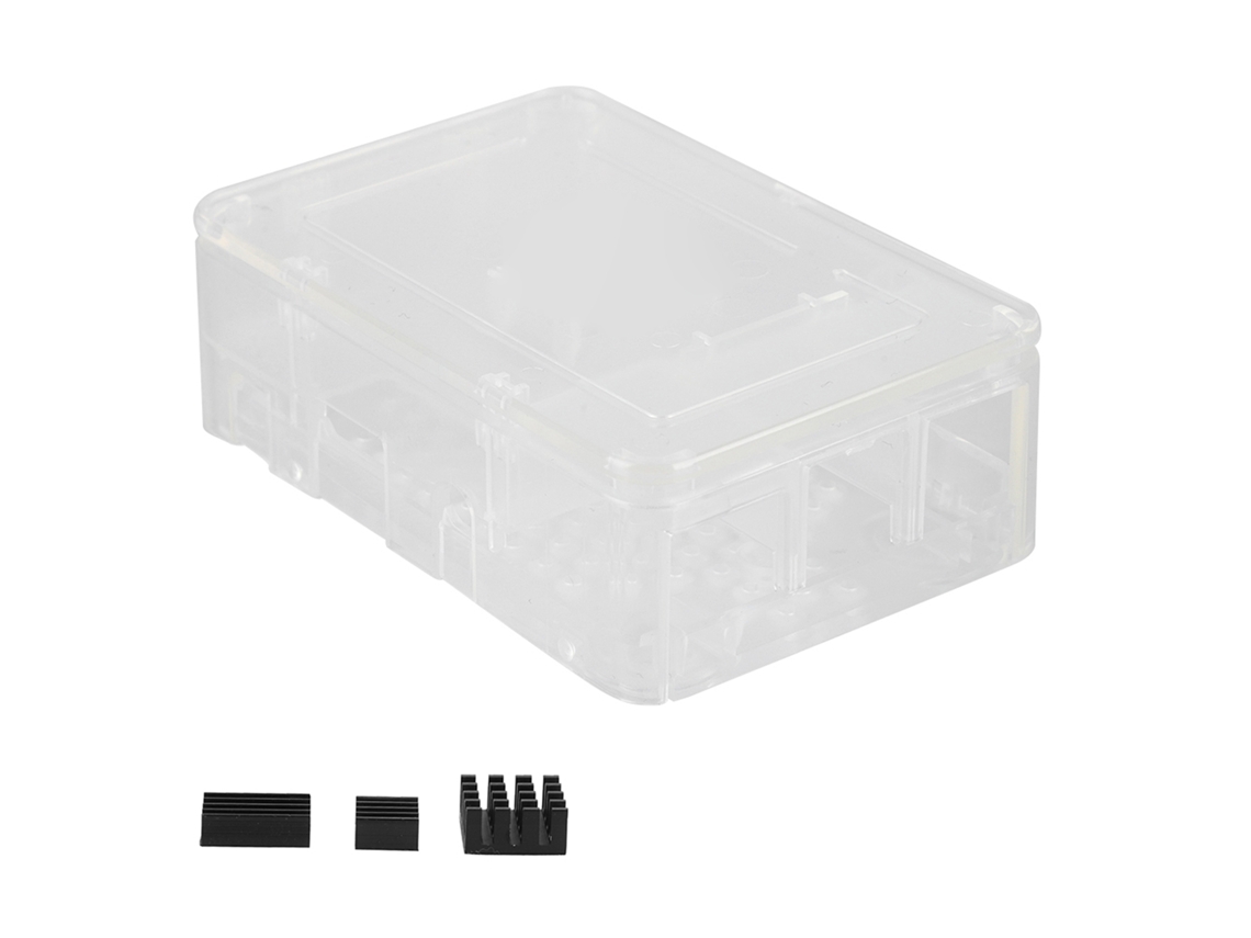 Caja de acoplamiento para Raspberry Pi 4 con 3 disipadores de calor en ABS negro, blanco, transparente y dorado