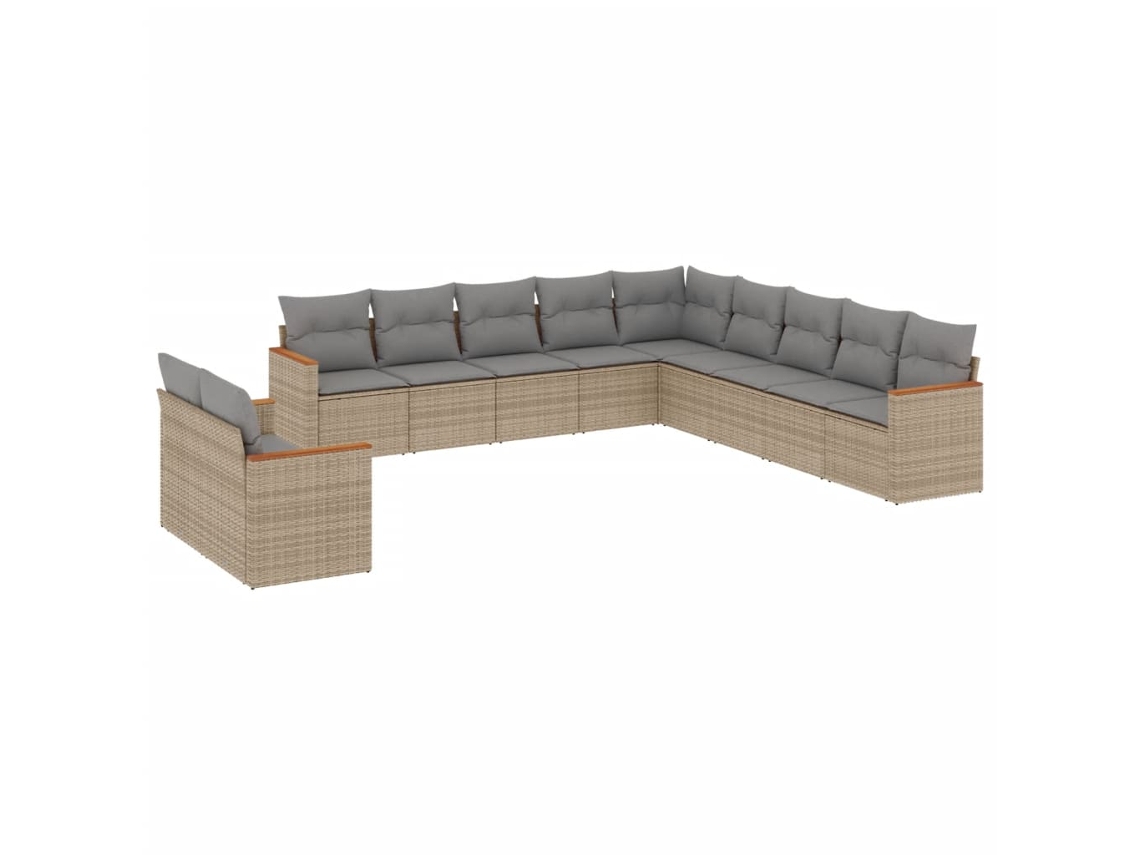 Conjunto 11 de sofás de jardín VIDAXL con cojines ratán sintético beige