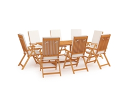 Pcs Conjunto Jantar Jardim C/ Almofadões Madeira Teca Maciça Dkd Home Decor