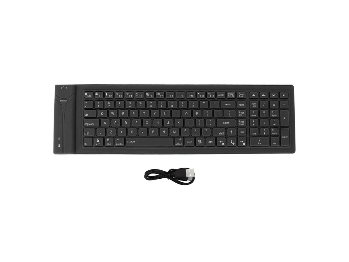 Teclado De Silicone Dobrável 108 Teclas À Prova D'água Design Selado Total Digitação Silenciosa Preto