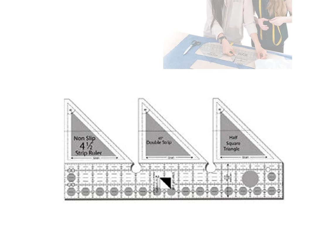 Regla Acrílica Transparente De 45/60/90 Grados Con Plantillas Para Costura Y Patchwork.