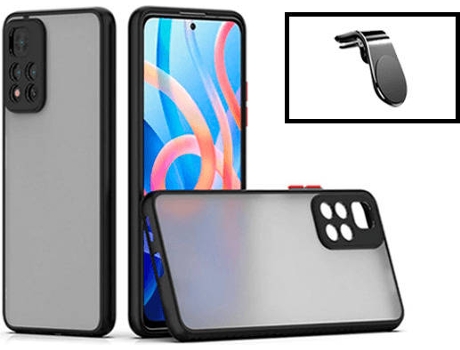 Kit Carcasa Trasera Protección Cámara + Soporte de Auto Xiaomi Redmi Note 11 Pro+ Plus GIFT4ME Negro