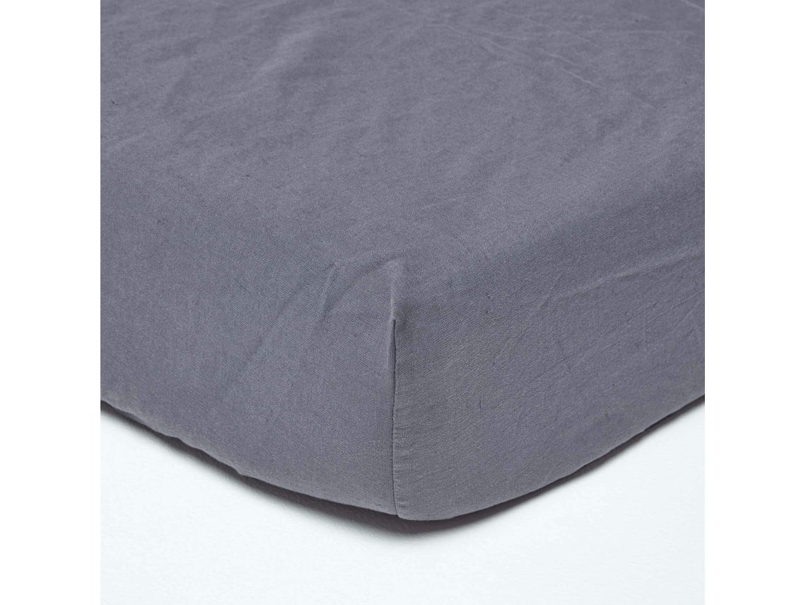 Homescapes Dark Grey Linen Deep Fitted Sheet, Double