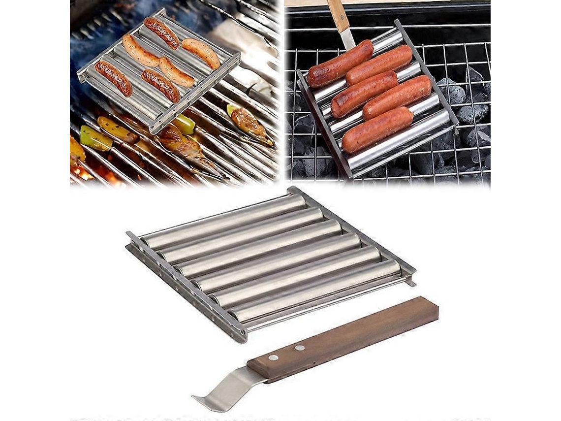 Soporte Para Salchichas Y Perros Calientes De Acero Inoxidable Con Mango De Madera, Utensilios De Cocina Rosewell