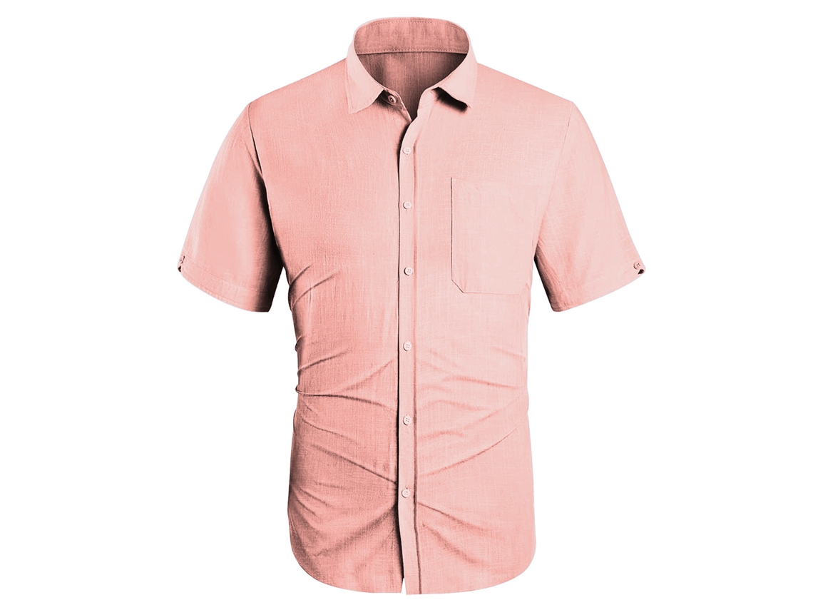 Camisa De Lino Extragrande Con Estampado Folclórico, Cuello Redondo, Manga Corta, Talla Única (3337)