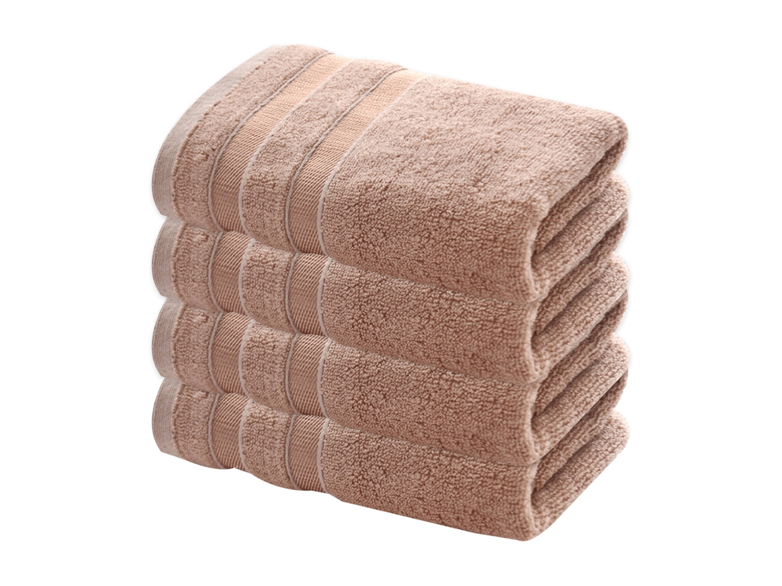 Conjunto de Toalla RNEMITERY Mano Muy Absorbentes Rayas Gris Bambú Marrón - 4pcs (35x75cm)