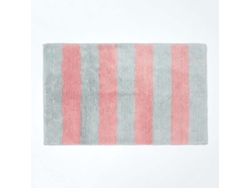 Homescapes Pink And Grey Striped Cotton Bath Mat