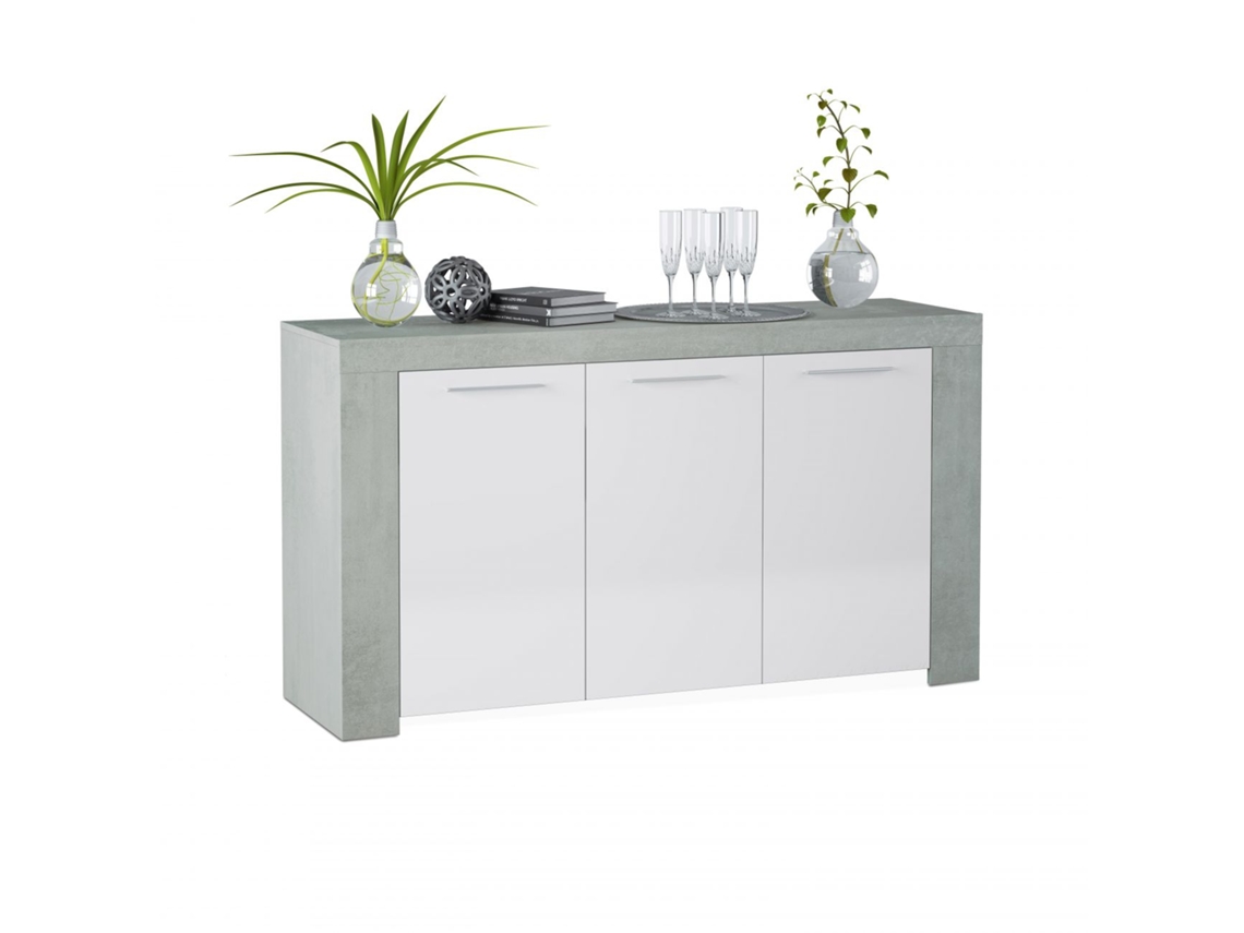 Aparador Dara Blanco Artik (Blanco Mate) - Gris Cemento 144 x 80 x 42 cm