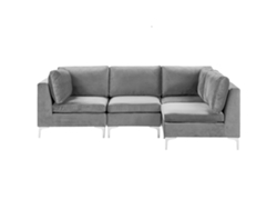 Sofá esquinero BELIANI Evja de Terciopelo Gris 235x150x84