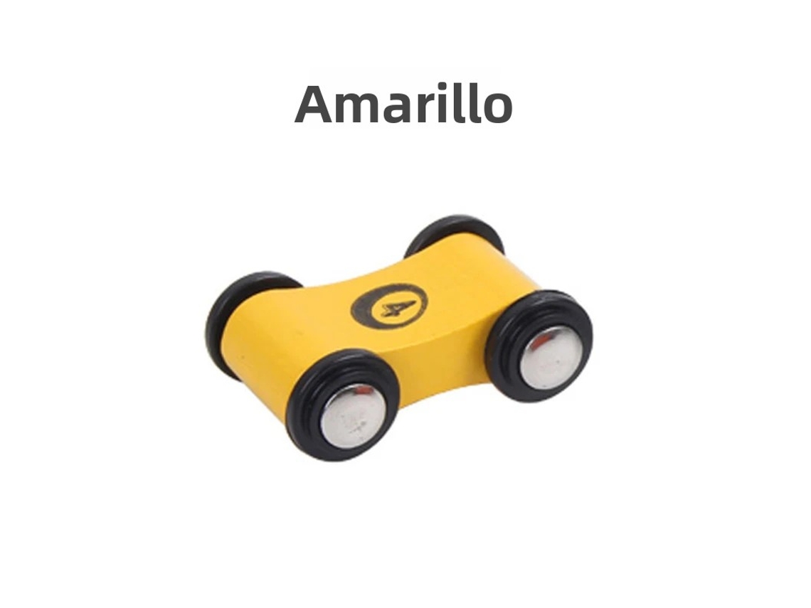 (amarillo) Coche De Juguete Educativo De Madera Para Niños Con Pistas Y Toboganes, Mini Coche De Carreras