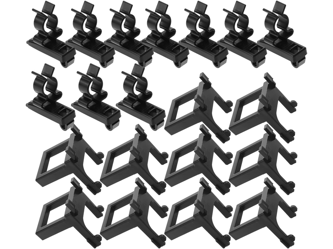 Paquete 20 Ganchos Plástico Negro Paneles Perforados Soportes Herramientas Botellas Pulverizadores Multiusos