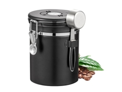 Recipiente de acero inoxidable para almacenar granos de café de 1800 ml - Lata de almacenamiento - Negro