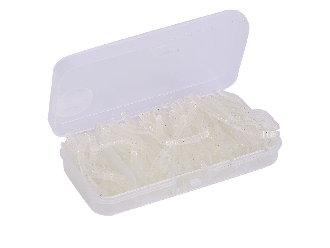 100 Unidades De Gusanos Artificiales De Silicona Blanca De 6 Cm Para Pesca Y Accesorios.