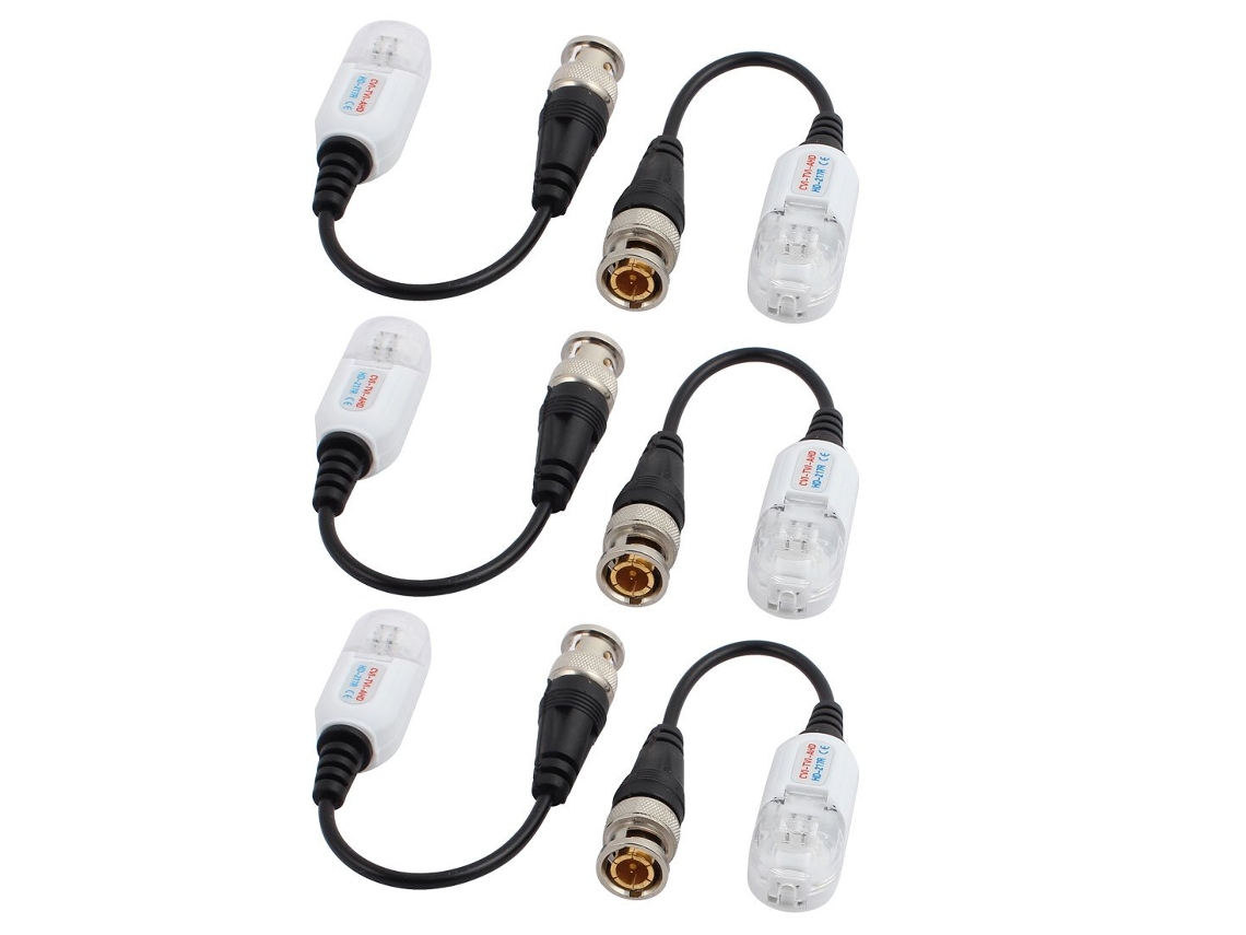 6 Unidades De Transceptores Balun De Vídeo Hd Pasivos Utp Trenzados Cvi Tvi Ahd, Color Blanco