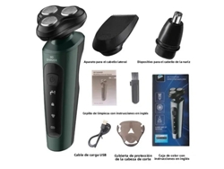Afeitadora eléctrica, soporte USB para coche, alta potencia, limpieza corporal completa, recargable (verde 3 en 1)