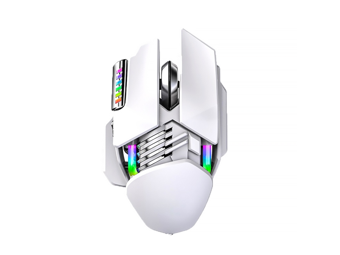 Ratón inalámbrico para juegos Yizhood M7 RGB USB 2.4G, 3200 DPI, 7 botones programables, color blanco