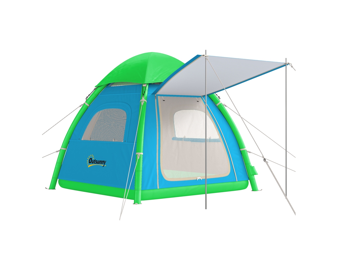 Tienda de campaña hinchable para 3 personas, montaje rápido, bomba de aire, ventanas de malla, techo desmontable.