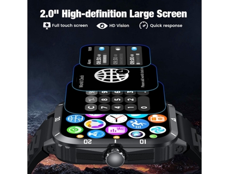 Smartwatch para hombres con contestación de llamadas, pantalla táctil de 2,0 pulgadas, resistente al agua 3 ATM, con monitor de sueño, podómetro, B...