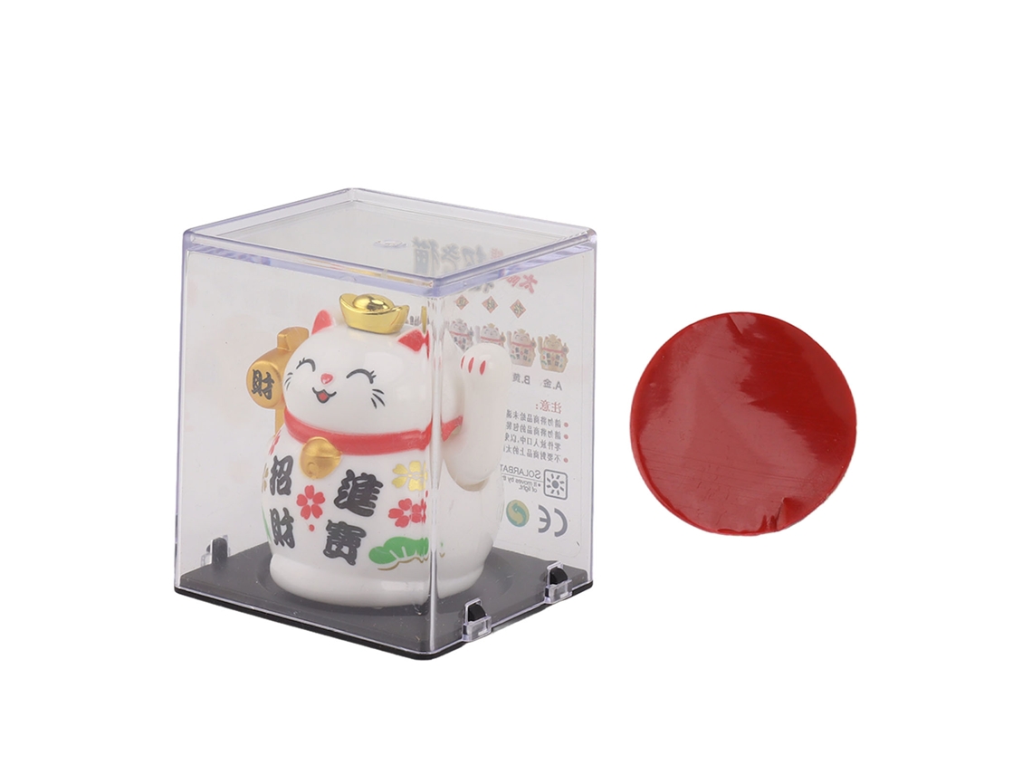 2026-figura Gato De La Suerte Solar 5 Cm Con Brazo Moviéndose Para Mesa Estante Hogar Blanco