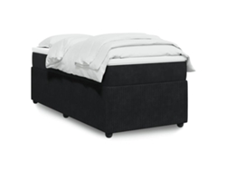 Cama box spring con colchón terciopelo negro 80x200 cm