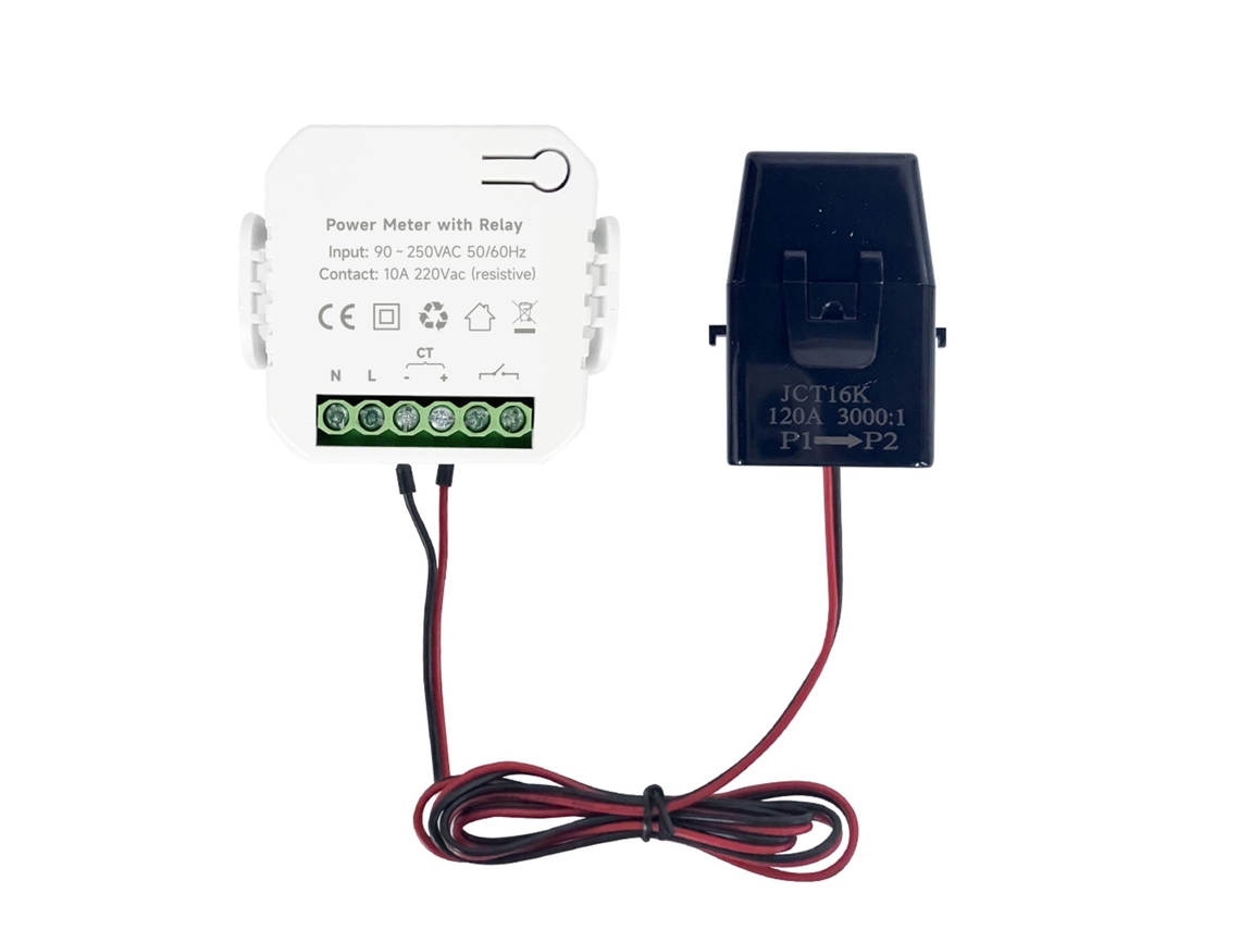 Monitor De Energía Inteligente Wifi Monofásico Con Pinza Amperimétrica, Transformador De Corriente Ct De 120 A, 90-250 Vca