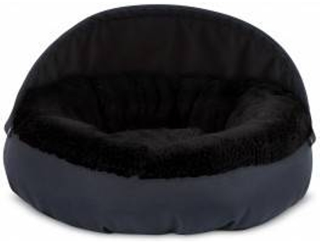 Cama Redonda para Perros y Gatos GAUTY Tela Impermeable y pelo (Negro y Gris - 57 cm)