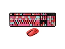 Combo De Teclado Y Ratón Inalámbricos Para Juegos 2.4g Retro Punk Con 104 Teclas Y Ratón Con 3 Niveles De Dpi Ajustables, Color Rojo.