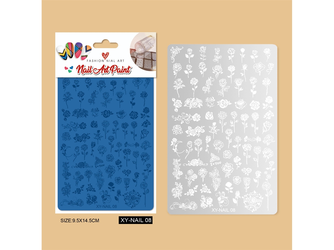 Placa de impresión de uñas con encaje, mariposa, flor y estampado de serpiente, molde de transferencia de uñas y herramientas para decoración de uñas. 08 Yunzii
