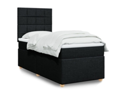 Cama Box Spring Con Colchón Tela Negro 80x200 Cm