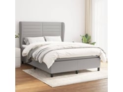Cama Box Spring Con Colchón Tela Gris Claro 140x190 Cm