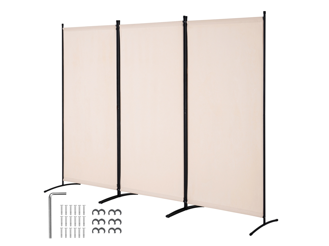 Biombo De Tela De 3 Paneles Succebuy Para Oficina Y Dormitorio, Color Beige