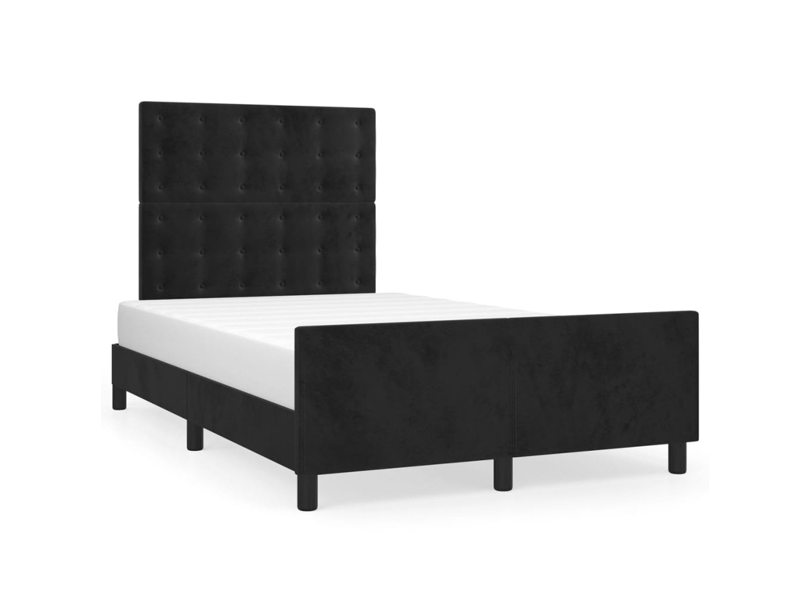 Cama con Cabecero VIDAXL Terciopelo Negro (120x190cm)