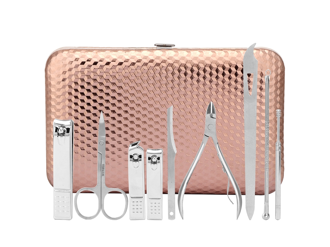 Kit De Manicure Em Aço Inoxidável 18 Peças Para Cuidados De Mãos Pés E Rosto Com Estojo Portátil