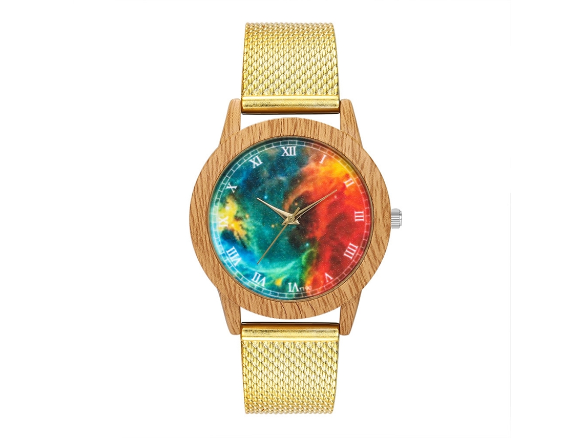 Reloj De Pulsera Analógico De Cuarzo Unisex Con Esfera Redonda Y Correa De Silicona Dorada.