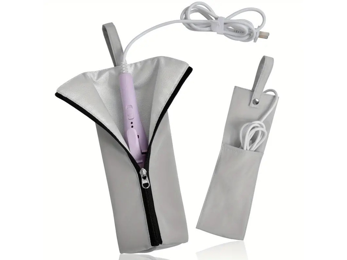 Bolsa Para Rizador Chrui 2-en-1 Con Alfombrilla Anti-calor Y Colgable (gris)
