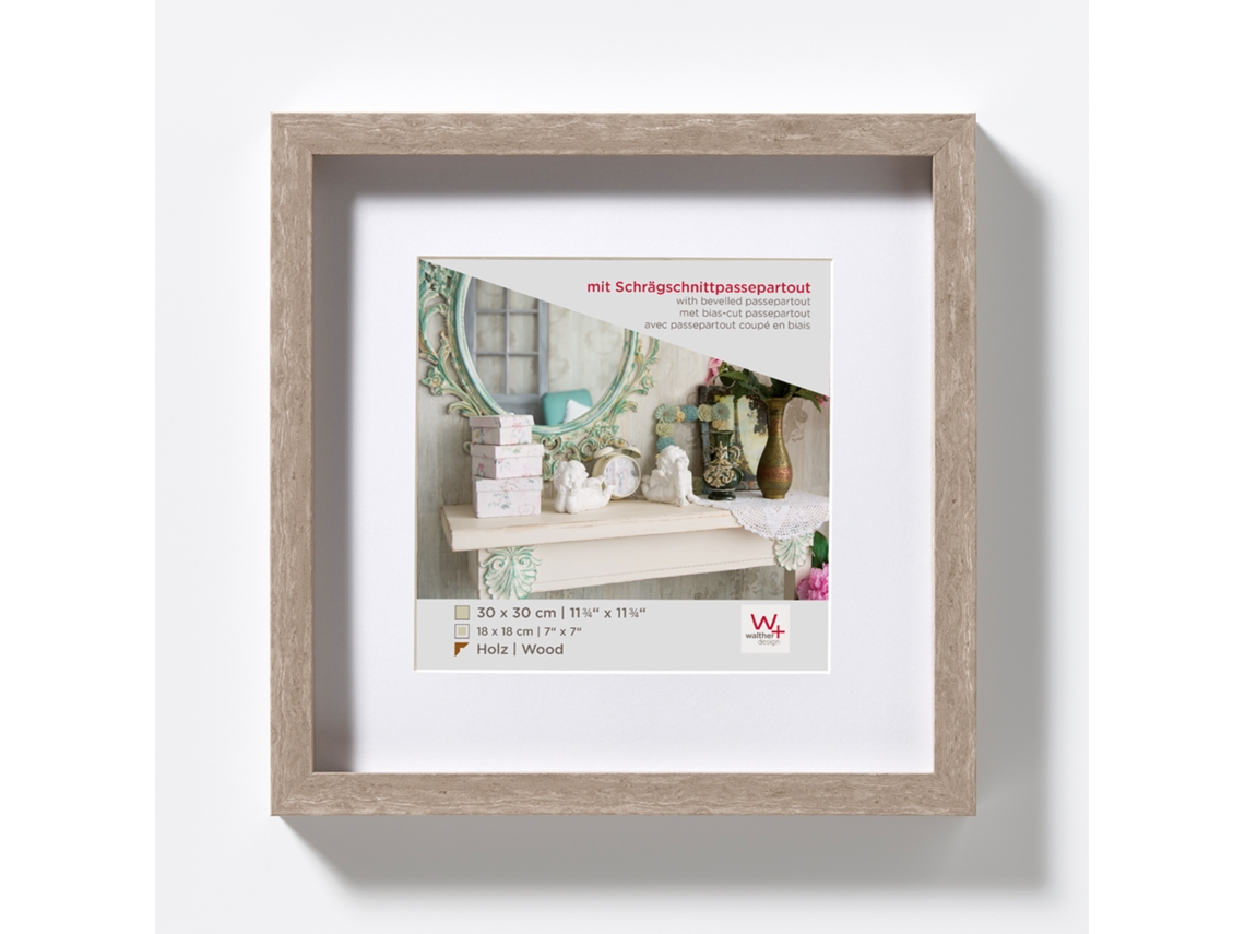 Marco Estocolmo 3D Madera Tamaño 040X040 Cm Gris
