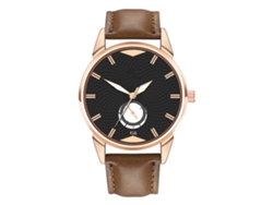 Reloj Casual Para Hombre De Piel Sintética Con Movimiento De Cuarzo, Marrón Claro + Negro.