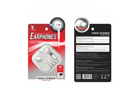 Auriculares con cable LT PLUS Type-C (Micrófono - Blanco)