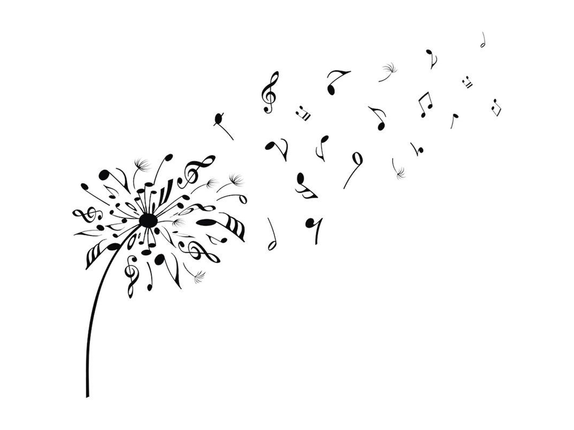 Adhesivo De Pared Diente De León Con Símbolos Musicales Decoración Creativa Diy Para Hogar