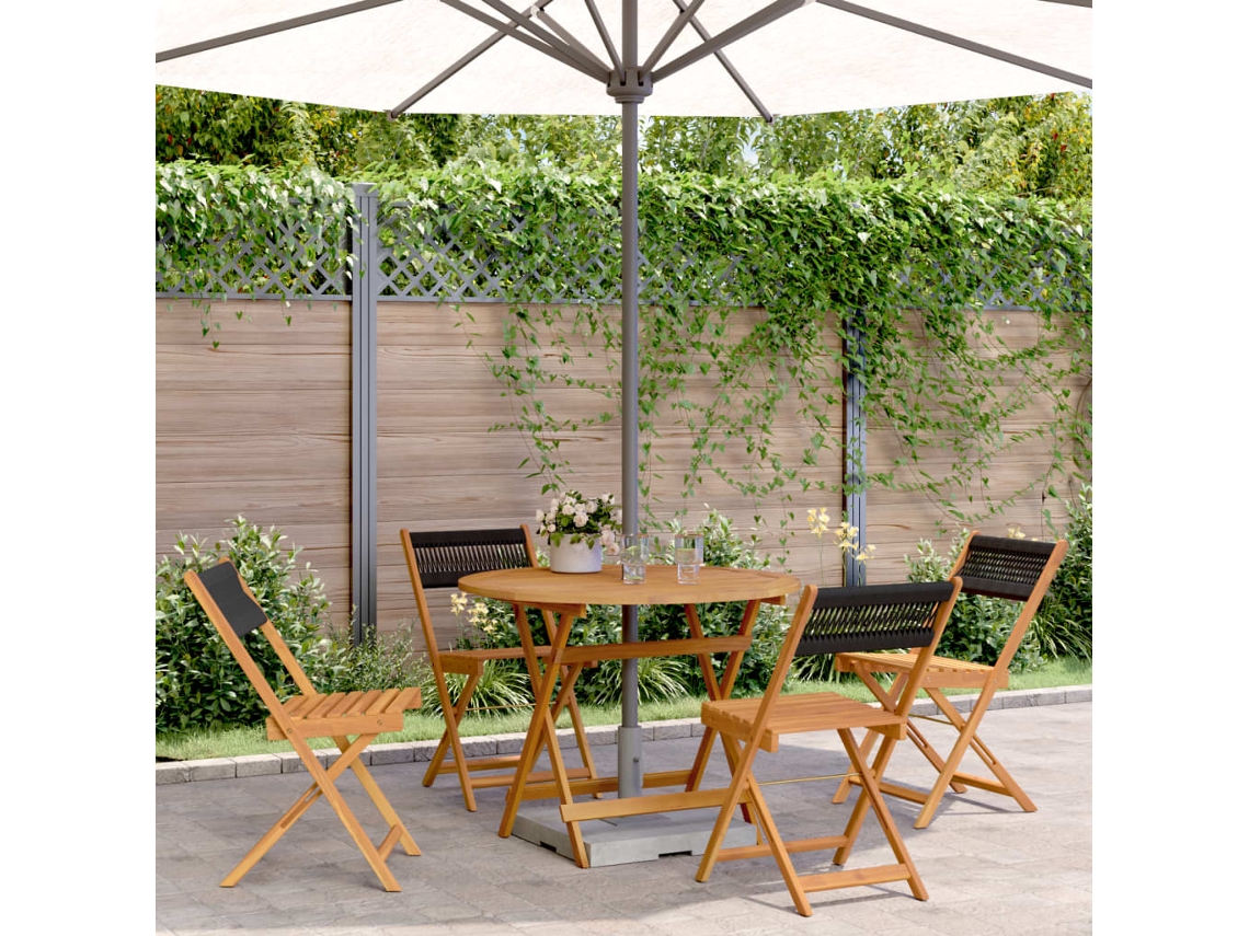 Juego de comedor de jardín de polipropileno/madera maciza, color negro, Wsd131119 Lovely Home